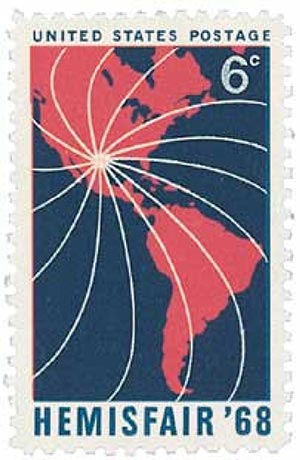 Estampilla postal conmemorando Hemisfair ‘68. Imagen tomada del Internet e incluida en concordancia con: Title 17 U.S.C. Section 107.