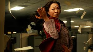 Michelle Yeoh character in Everythin, Everywhere All at Once.