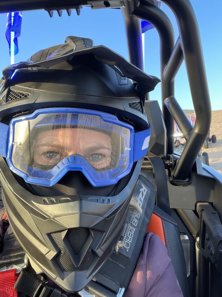 Danielle Becker on assignment with La Revista Mujer, loving the thrill of the open sand driving a Polaris RZR Pro S Ultimate at the 2024 opening weekend of the off-roading season in Glamis, California.