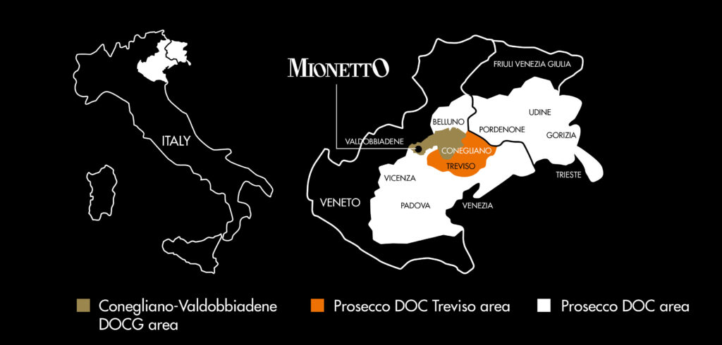 Mionetto Prosecco Map of Italy
